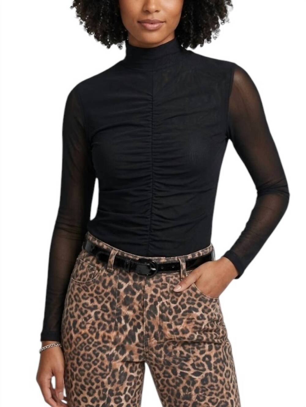 NEW EMILY LOVELOCK iris mesh top in black